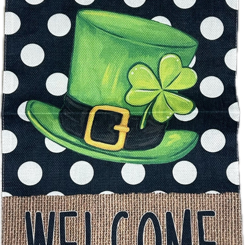 St. Patrick's Day Welcome Flag with Green Hat
